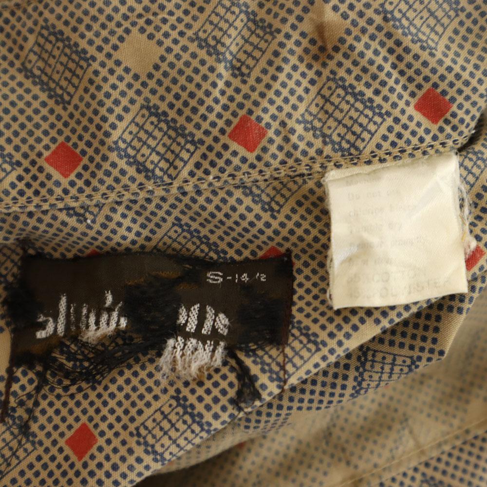 Vintage 70-е Комбинезон с ручкой Рубашка с длинным рукавом S бежевый Пожилой Мужской Б/У