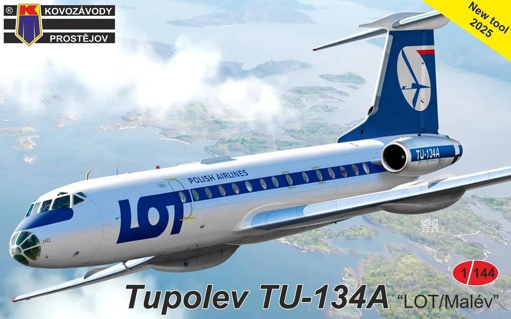 KP Model 1/144 Tu-134A Passenger Plane LOT Polish Airlines/Malev Hungarian Airlines Plastic Model Kit KPM14411 (Airplane)