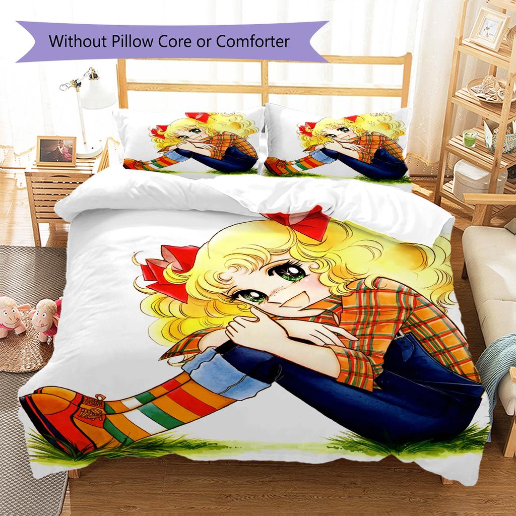 Candy Candy Pattern Bedding,Quilt Set Quilt Cover Pillowcase Home Birthday Gift (1 * duvet cover + 2 * pillowcase, without core)