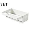 Rust Resistant Sink Rack Storage with Foldable Towel Rack, Durable Carbon Steel Tray, Suction Space Saving Countertop Organizer Cup Fixation