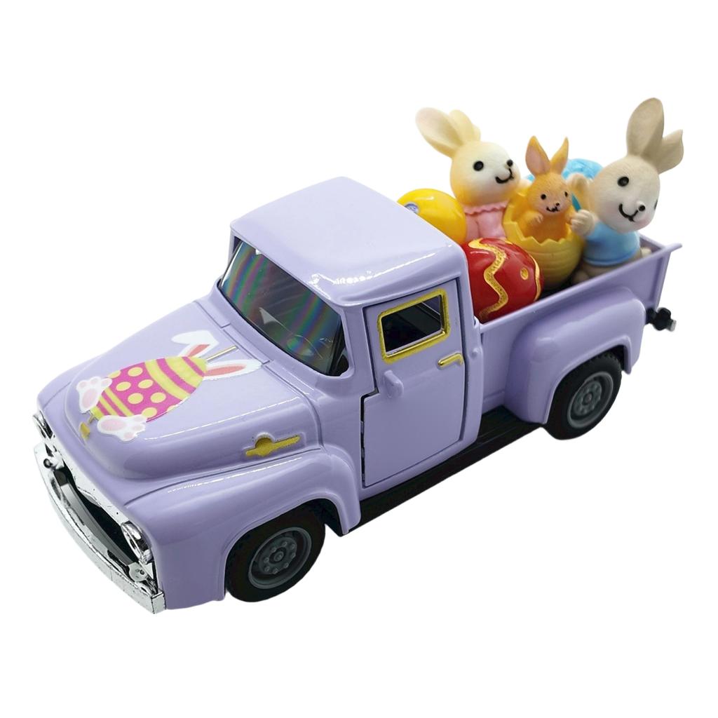 Reconstructed Old Man'S Truck Model Easter Bunny Egg Decoration Item Alloy Car Model