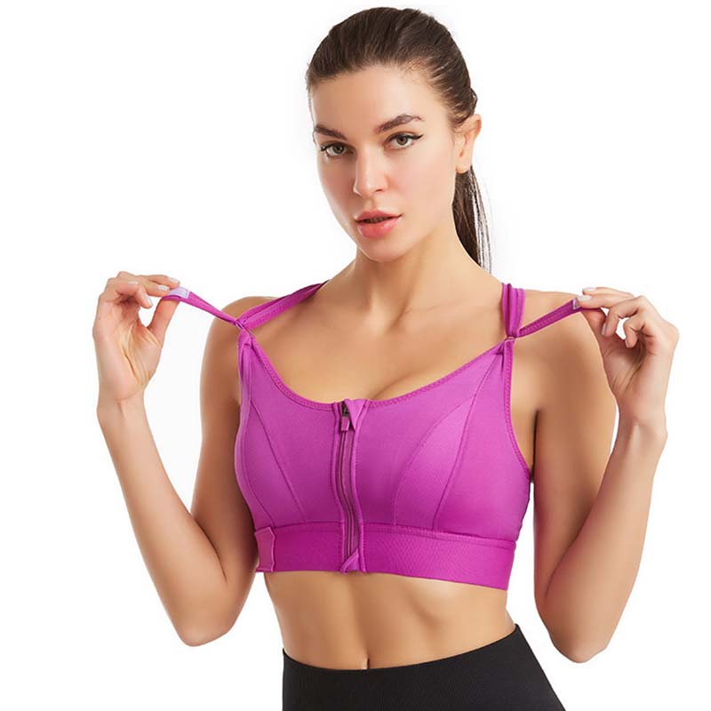Спортивный бюстгальтер с застежкой-молнией спереди, регулируемый эластичный противоударный жилет без стального кольца, перекрещивающееся сзади нижнее белье, женский спортивный жилет