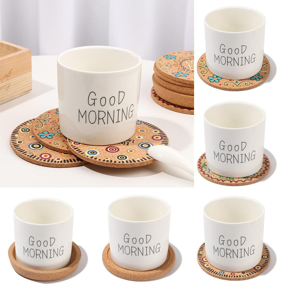 Tea Coasters Placemats Non-slip Cork Coasters Wooden Cup Mat Anti-hot Heat Pad Heat Resistant