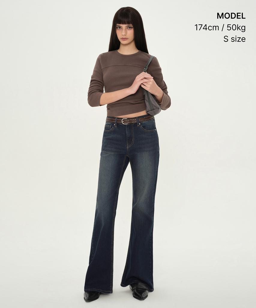 MUSINSA STANDARD WOMAN Women'S Pigment Ribbed Slim Crew Neck Long Sleeve T-Shirt [Brown]