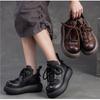 6.5cm Genuine Leather Women Sring Autumn Platform Wedge Comfy Shoes Retro Loafer Pumps Flats Outdoor Walking Sneakers