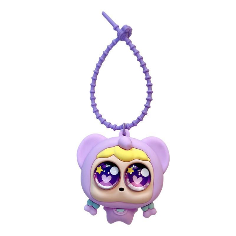 Cute Big-Eyed Braided Girl Squishy Keychain - Cartoon Doll Schoolbag Pendant Gift