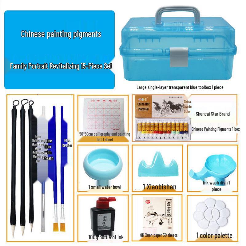 Полный набор для китайской живописи для начинающих: 12, 18 или 24 ярких цвета туши для акварели для семейных портретов и не только.