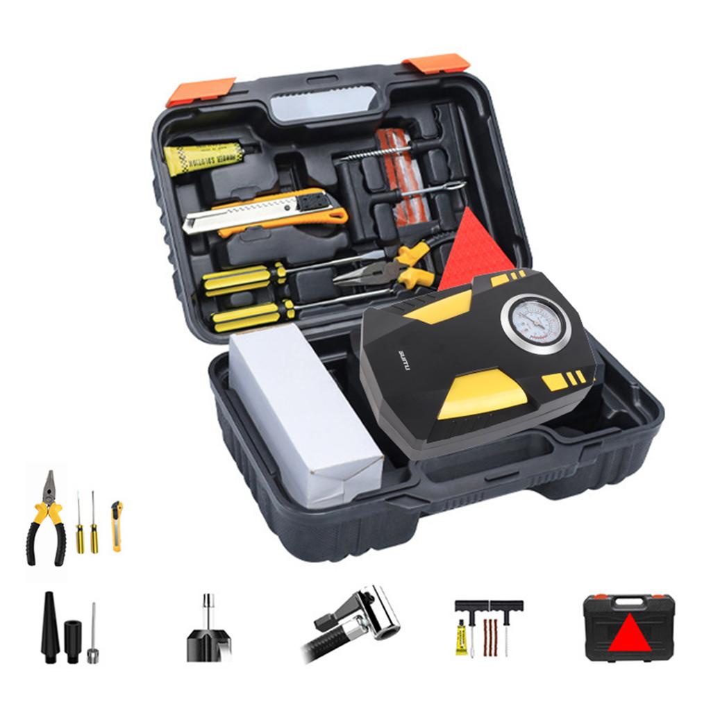 Портативный воздушный компрессор для накачивания шин, аккумуляторный насос для накачивания шин с 3 насадками 12 В для автомобиля