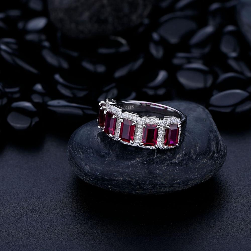 Fashion Luxury 4*6MM Ruby High Carbon Diamond Ring for Women Engagement Anniversary Gift 925 Sterling Silver Jewelry