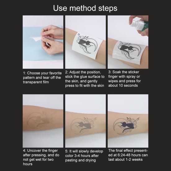 Yousheng 1 Sheet Waterproof Temporary Tattoo Moon Pattern Adhesive Tattoo Easy To Apply Plant-Based Ingredients Long-Lasting Fake Tattoos Body Art