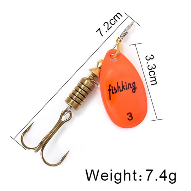 FISH KING Spinner Bait 3,9 г, 4,6 г, 7,4 г, 10,8 г, 15 г, приманки для ложки, металлические приманки для щуки с тройными крючками, искусственная приманка для окуня, рыболовная приманка