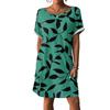 Women's Fashion Short Sleeve Dress With Pockets Floral Print Casual Beach Dress
