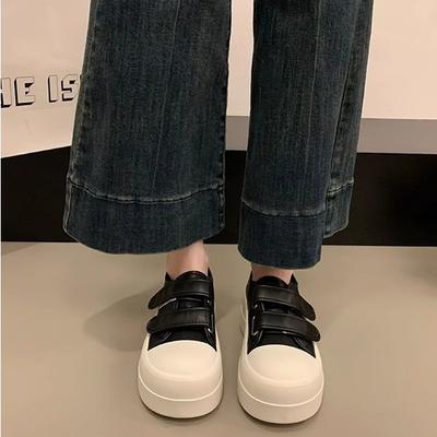 2025 новые весенне-летние белые туфли на высокой платформе, женские туфли на липучках, универсальная спортивная и повседневная обувь