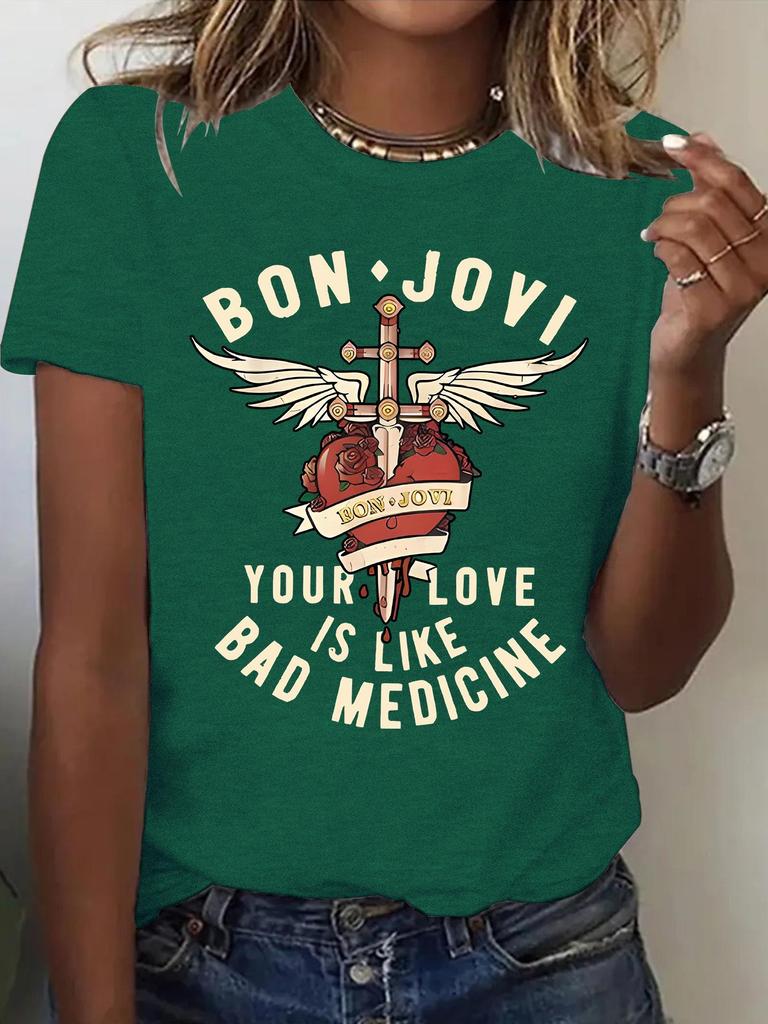 Женская летняя футболка с коротким рукавом Bon Jovi - Новая мода
