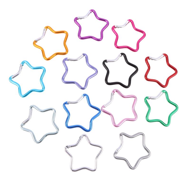 Алюминиевый карабин в форме пятиконечной звезды, зажим для ключей, брелок для ключей на открытом воздухе, крючок для бутылки, подвесная пряжка