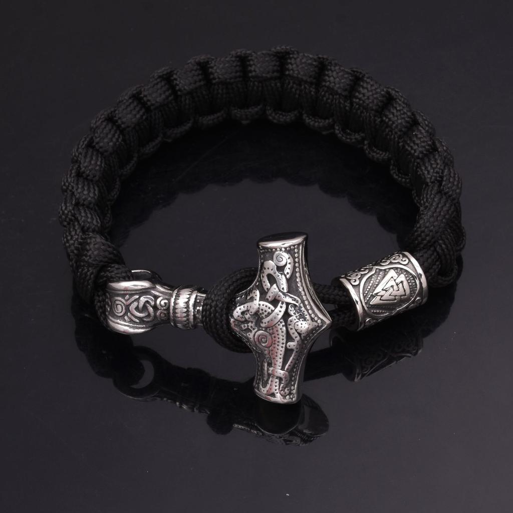 Viking Thor 'S Hammer Bracelet Outdoor Lifesaving Paracord Braided Bracelet Men 'S Bracelet