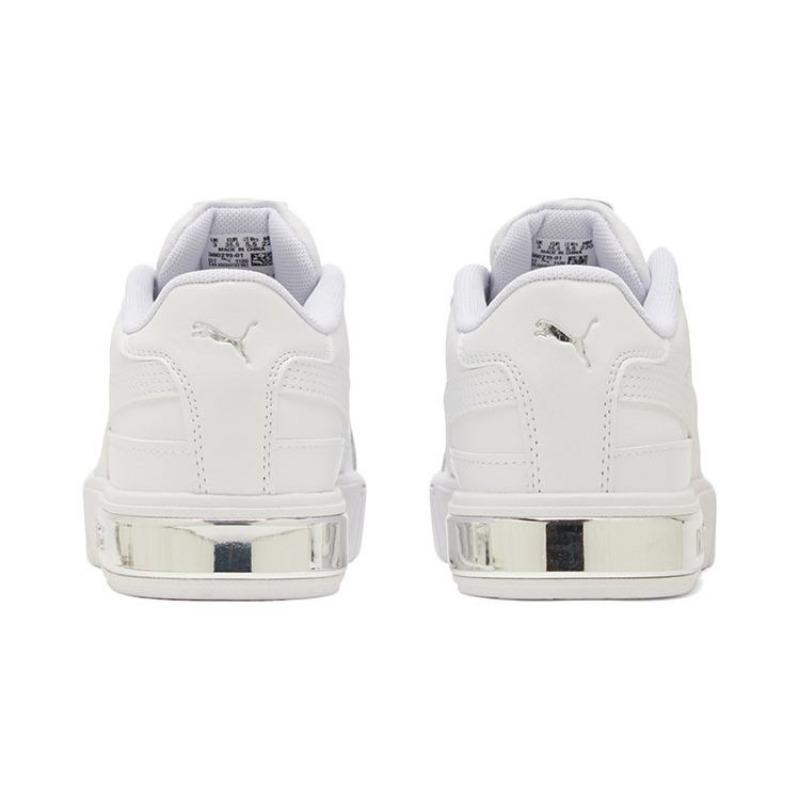 PUMA Cali Star Metallic Women Top-Grain Leather & Synthetic Leather Retro Low-top Skate Shoes White Silver 380219-01