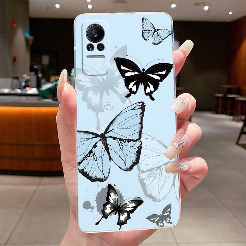 Phone Case For Xiaomi Civi 1 1S 5G Casing Clear Fashion Butterfly Flowers Soft TPU Silicone Cover For Xiaomi Civi1 Civi1S Case