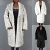 Модное повседневное длинное женское плюшевое однотонное пальто, женское термопальто, кардиган