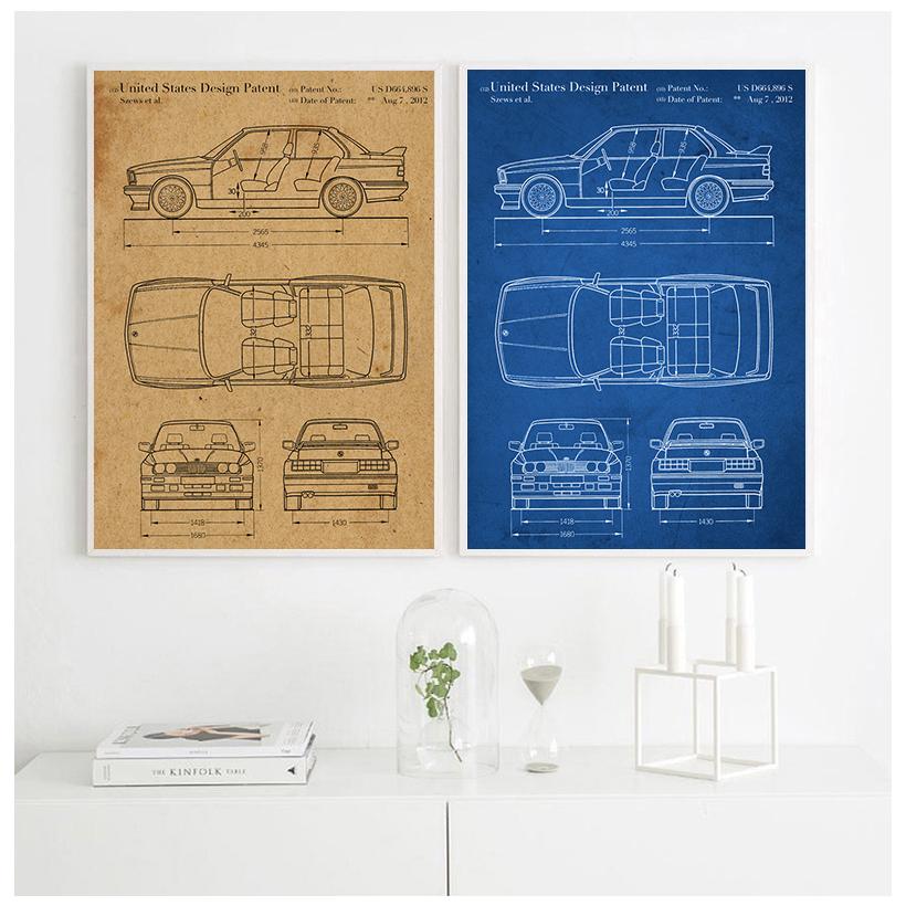 Car E30 M3 artwork, Auto wall art ,Transportation poster, room decor, print,blueprint, gift idea,wall Decorations