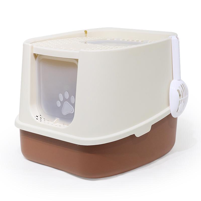 Закрытый лоток для кошачьего туалета увеличенного размера, с защитой от брызг, с верхним входом и выходом, с защитой от выноса, с дезодорантом.