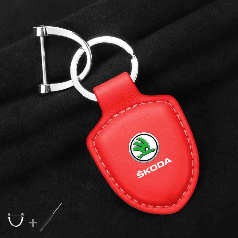 For Skoda Octavia Kodiaq Fabia Vrs Superb Karoq Yeti Rapid Accessories Car Shield Leather Keychain Key Ring Pendant Holder Gift xknz73