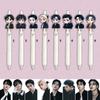 8 шт. Скрэй Кидс Костюм Мультяшный Акриловый Зажим Гелевая Ручка, K-pop Идол Черный Наряд Мультяшные Выдвижные Шариковые Ручки, Школьные Канцелярские Принадлежности для Фанатов STAY