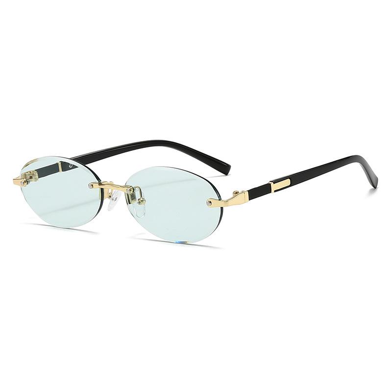 Трендовые безободковые овальные солнцезащитные очки - Заявление о хип-хоп моде для горячей девушки