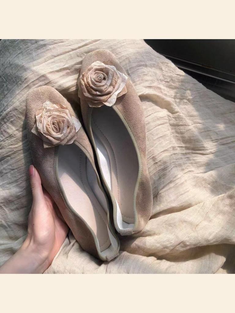 Нишевый дизайн туфли на плоской подошве с сухой розой женские весенне-осенние ретро новые китайские туфли-балетки с розой вечерний бриз