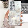 For Samsung Galaxy S25 Ultra Case with Strap Butterfly Pearl Decor IMD PC+TPU Phone Cover with Glass Lens Film