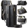 For iPhone 12 mini 5.4 inch Case CASEME C39 RFID Blocking Zipper Wallet Stand Leather Cover with Strap