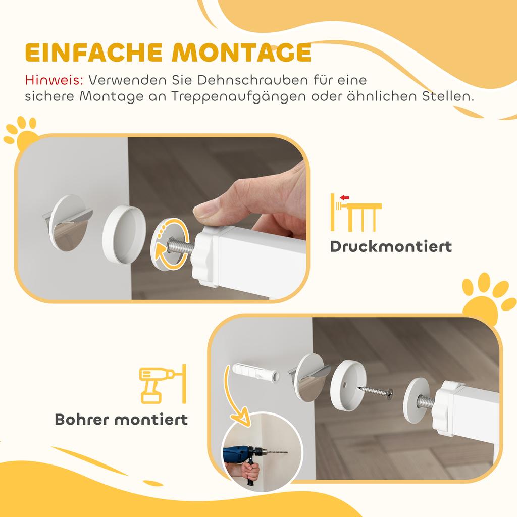 106cm Tall Dog Gate with Cat Door, 7cm and 14cm Extensions, for Stairs, Doorways, 76-104cm Width