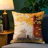 Cute cat illustration decoration  Pillow Case Natural Linen Pillow Case DoubleSided Decor Sofa Pillowcase Home Decor