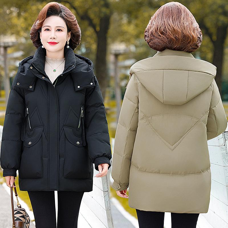 Пуховик женский средней и длинной длины, зимний, толстый и теплый, с капюшоном, для женщин среднего и пожилого возраста
