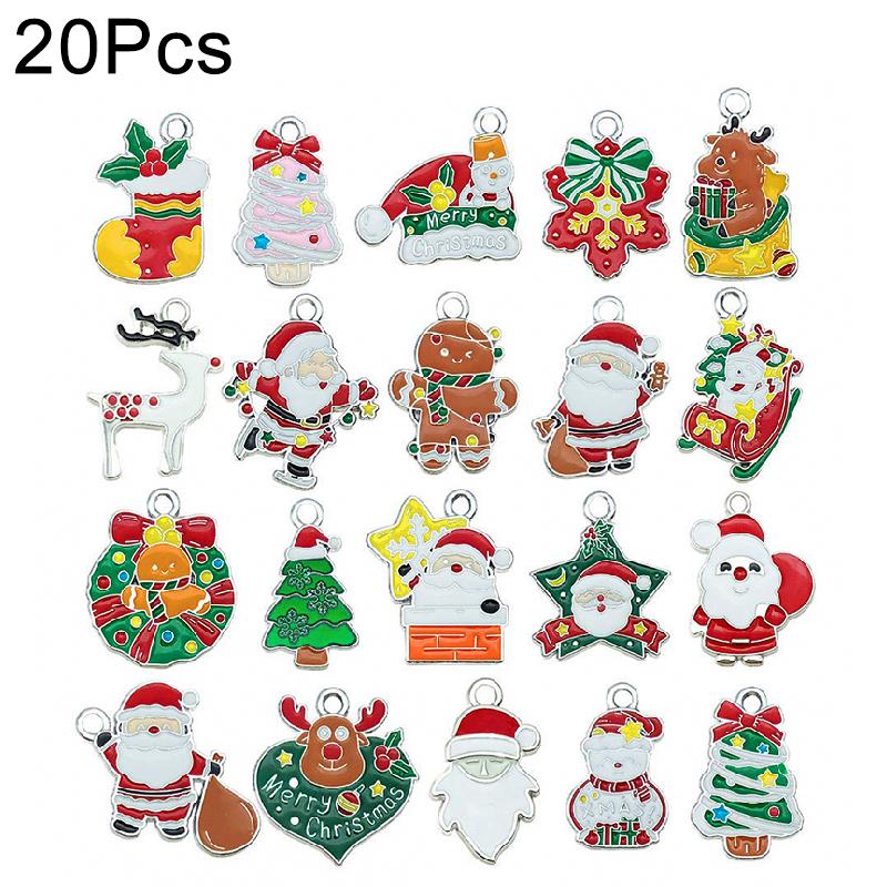 20PCS Christmas Multi-element Pendant Bracelet Ornament Keychain Alloy Creativity DIY Gift Accessories