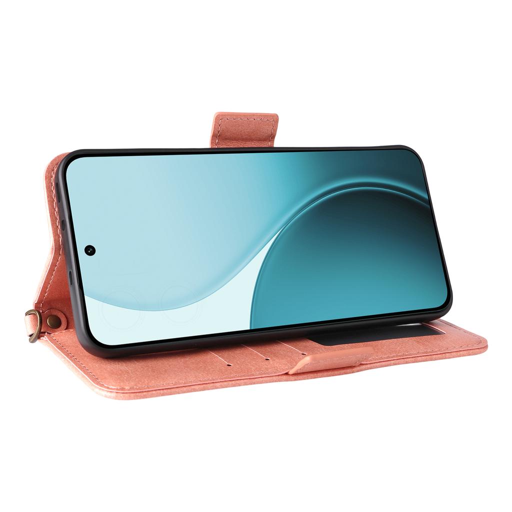 Для Oppo Reno14 Pro 5G (Глобальный) Кожаный чехол-кошелек с магнитной застежкой, подставкой и ремешком через плечо.