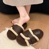 Retro Heightened Thick-soled Fluffy Slippers for Women's Outer Wear 2025 New Autumn and Winter Fashion Versatile Fashion Cotton Slippers