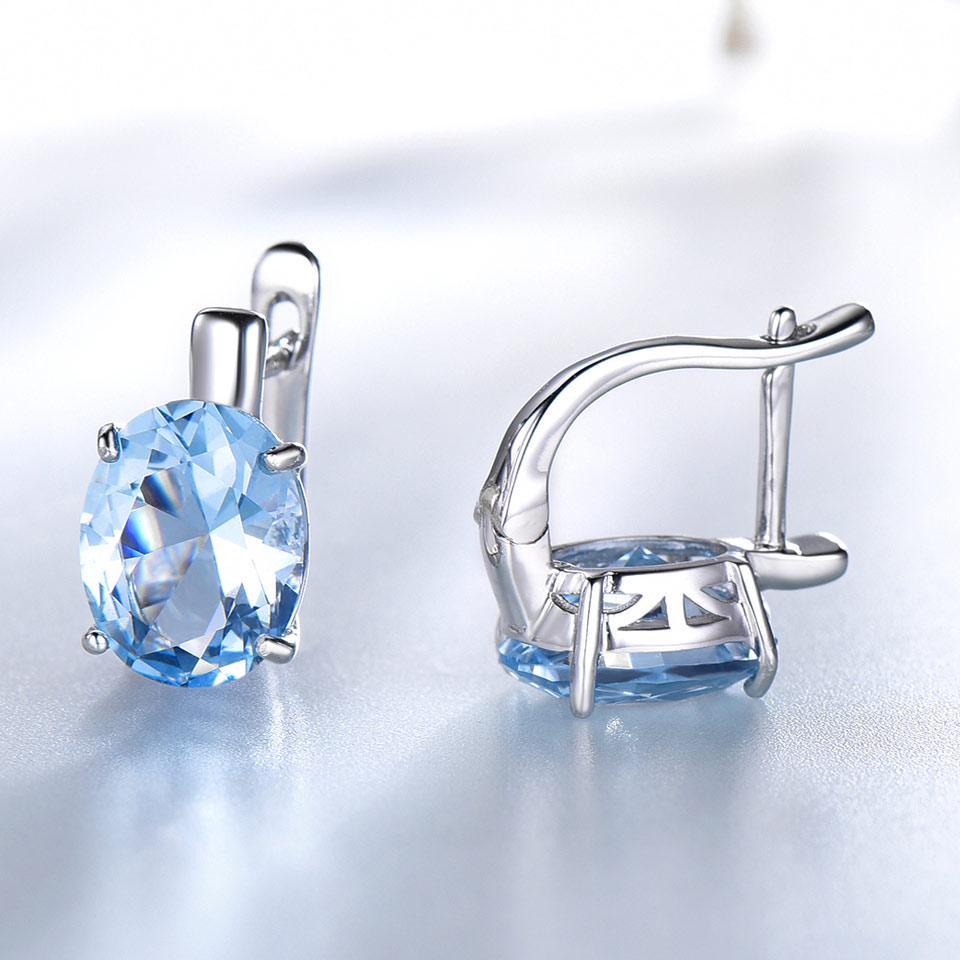 Umcho Oval Nano Sky Blue Topaz Gemstone Clip Earring