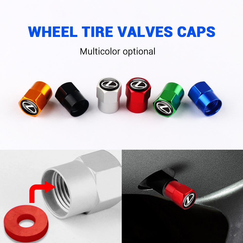 4Pcs Aluminum Car Wheel Tire Valve Caps Tyre Dust Cover Accessories For Lexus RX400h LX570 GX460 GX IS250 LX600 UX250h RX350 RX IT8