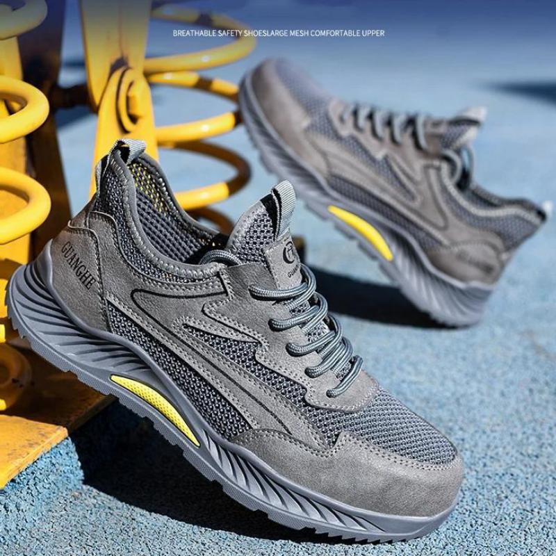 Fashion Steel Toe Safety Shoes Summer Mesh Safety Shoes Breathable Work Shoes Protective Lightweight Work Safety Sneakers for Men Women
