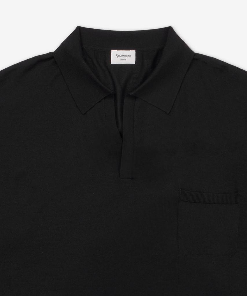 SAINT LAURENT Wool Polo Short Sleeve Knit - Black / 821733Y77As1000