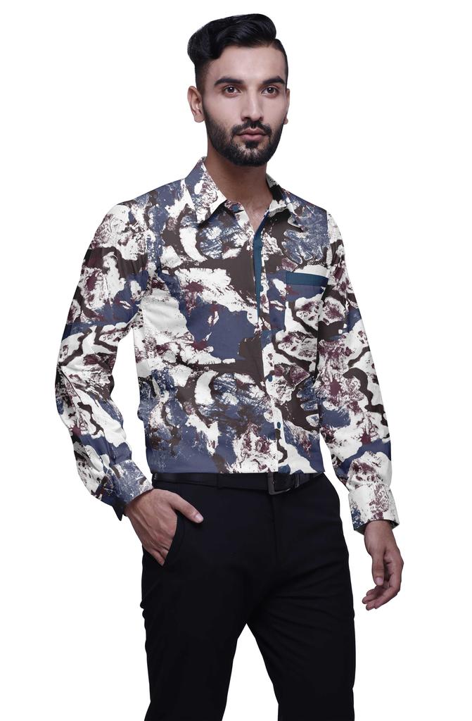 BestMan CottonA  ShirtA  For Men Long Sleeve Printed Spread CollarA  Slim Casual