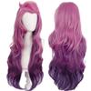 Аниме-игра, вьющийся парик с волной серафина, карнавальный костюм KDA, термостойкие синтетические волосы, женские розовые, смешанные, фиолетовые, длинные парики