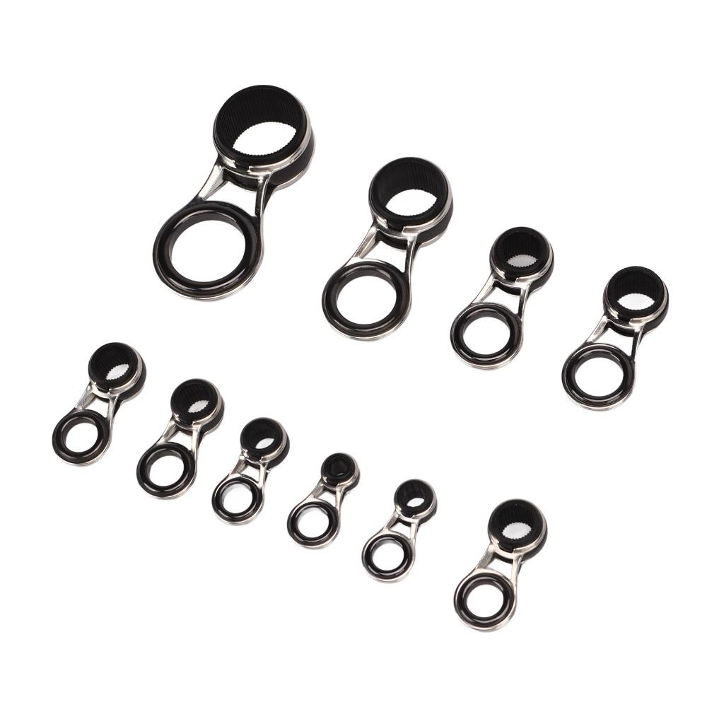 10PCS Stainless Steel Fishing Rod Guide Rings Ceramic Fishing Rod Tip Repair Kit Fishing Rod Repair