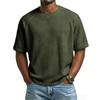 Men Casual T Shirt Waffle Knit Loose Fit T Shirts for Man Solid Color Short Sleeve Tee Oversized Fit Textured Fabric Crew Neck