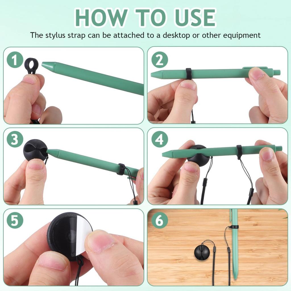 Artibetter 2Pcs Elastic Rope Lost Tether for Touch Pens Stretchy Pen Leash with Ring for Desk Clipboards and Drawing Applications