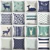 Blue Green Elk Print Decorative Pillowcase Car Ornaments Office Living Room Sofa Home Pillowcase