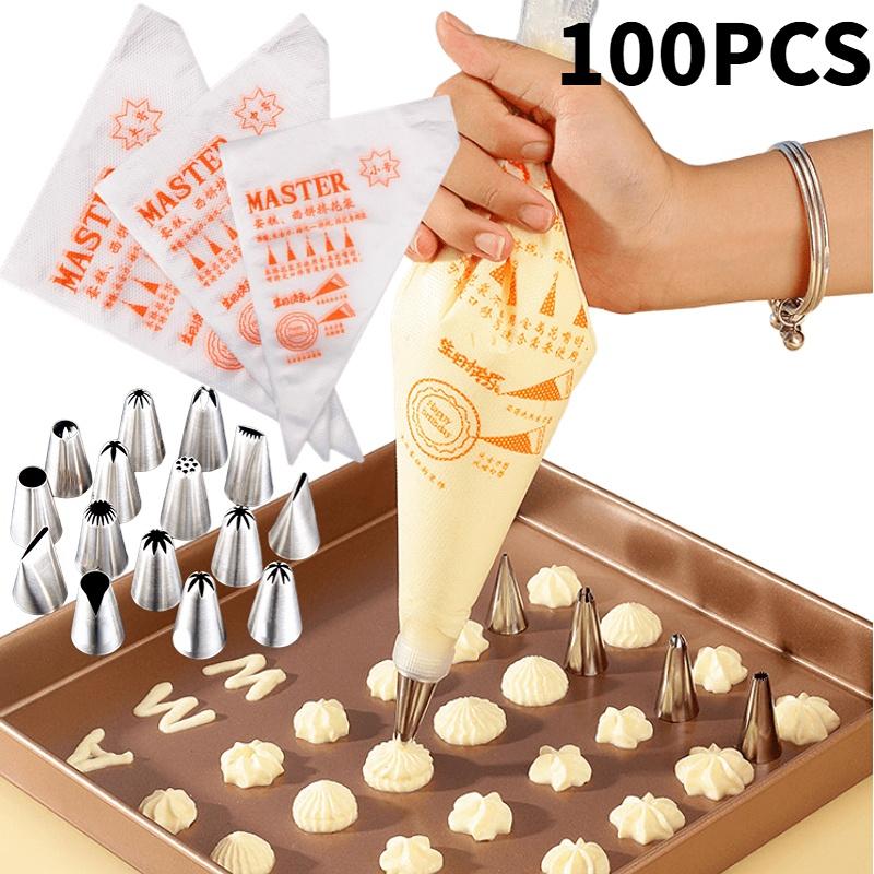 50/100PCS Disposable Pastry Bag Piping Bag Fondant Cream Squeeze Cream Bag Cake Decorating Nozzle Bakery Bakeware Kitchen Tools