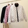 Winter Padded Jacket Rhombus Baseball Collar Padded Jacket Down Loose Short Lightweight Suede Jacket