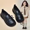Girls' Leather Shoes Spring and Autumn New Style British Style Black Western-style Little Girls' Loafers Soft Soled Children's Bean Shoes